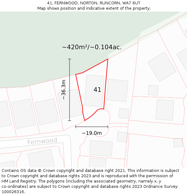 41, FERNWOOD, NORTON, RUNCORN, WA7 6UT: Plot and title map