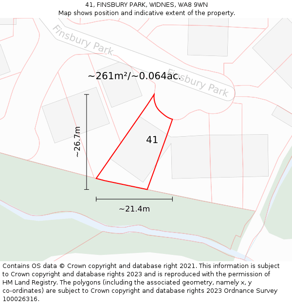 41, FINSBURY PARK, WIDNES, WA8 9WN: Plot and title map