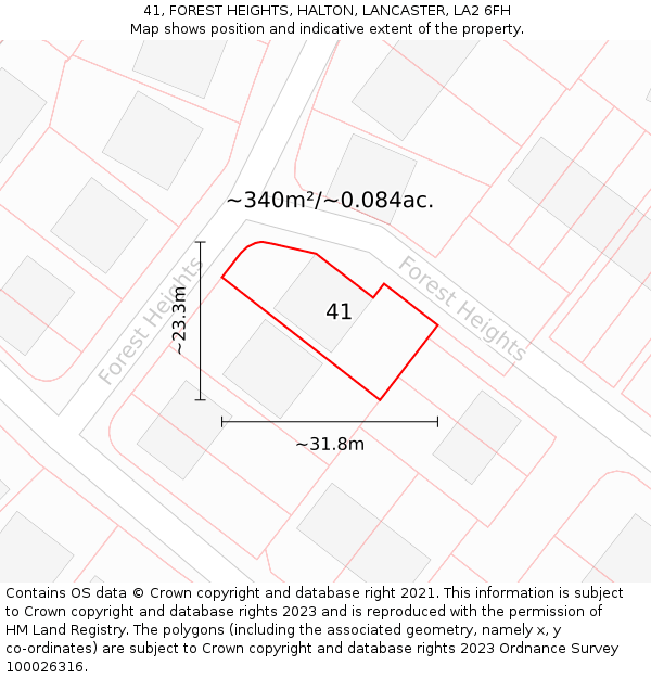 41, FOREST HEIGHTS, HALTON, LANCASTER, LA2 6FH: Plot and title map