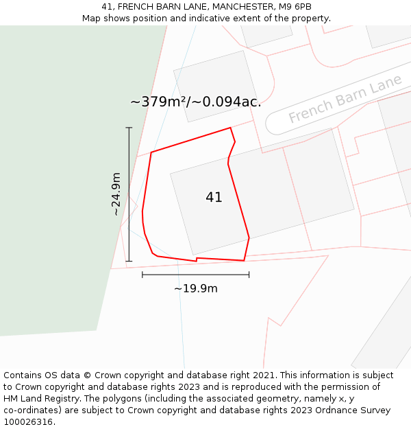 41, FRENCH BARN LANE, MANCHESTER, M9 6PB: Plot and title map