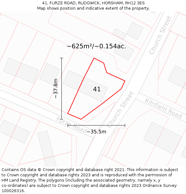 41, FURZE ROAD, RUDGWICK, HORSHAM, RH12 3ES: Plot and title map