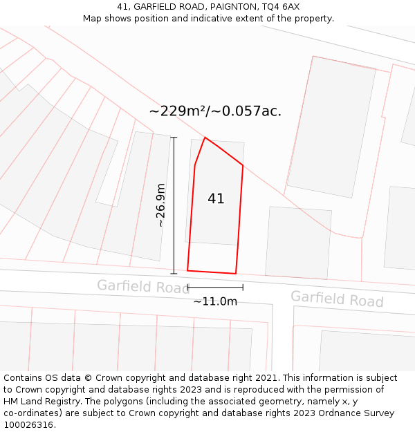 41, GARFIELD ROAD, PAIGNTON, TQ4 6AX: Plot and title map