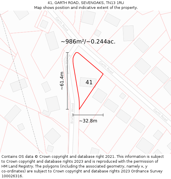 41, GARTH ROAD, SEVENOAKS, TN13 1RU: Plot and title map