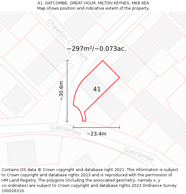 41, GATCOMBE, GREAT HOLM, MILTON KEYNES, MK8 9EA: Plot and title map