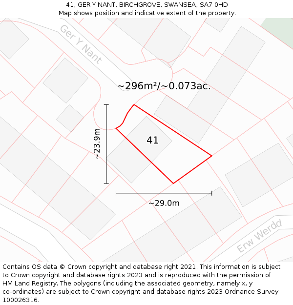 41, GER Y NANT, BIRCHGROVE, SWANSEA, SA7 0HD: Plot and title map