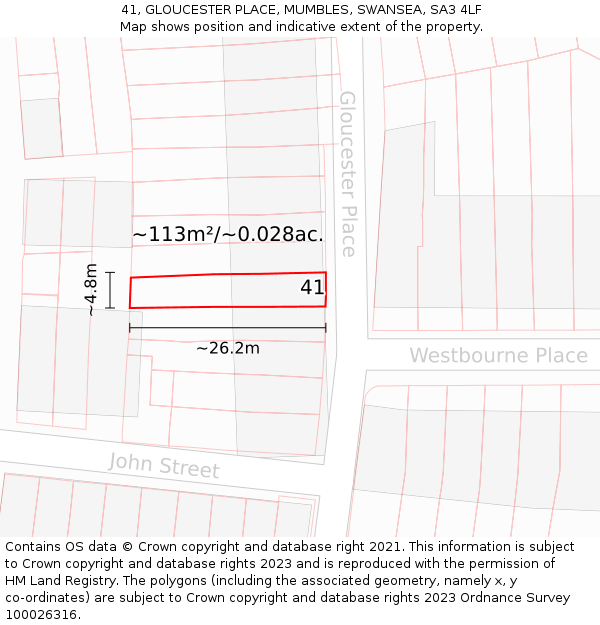 41, GLOUCESTER PLACE, MUMBLES, SWANSEA, SA3 4LF: Plot and title map