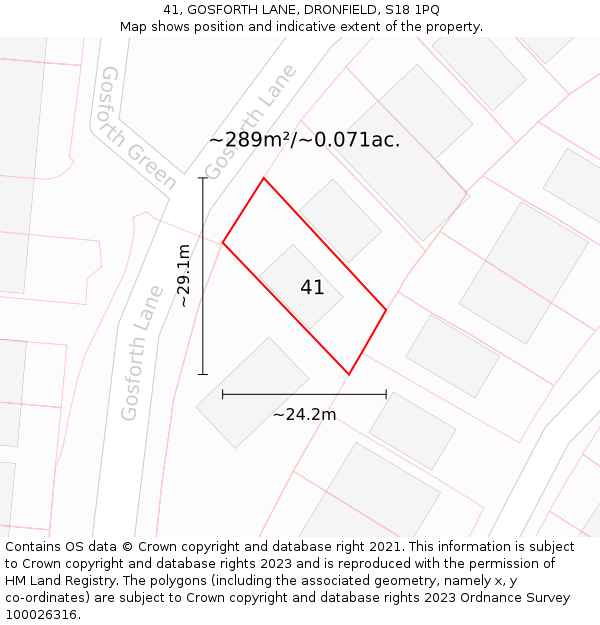 41, GOSFORTH LANE, DRONFIELD, S18 1PQ: Plot and title map