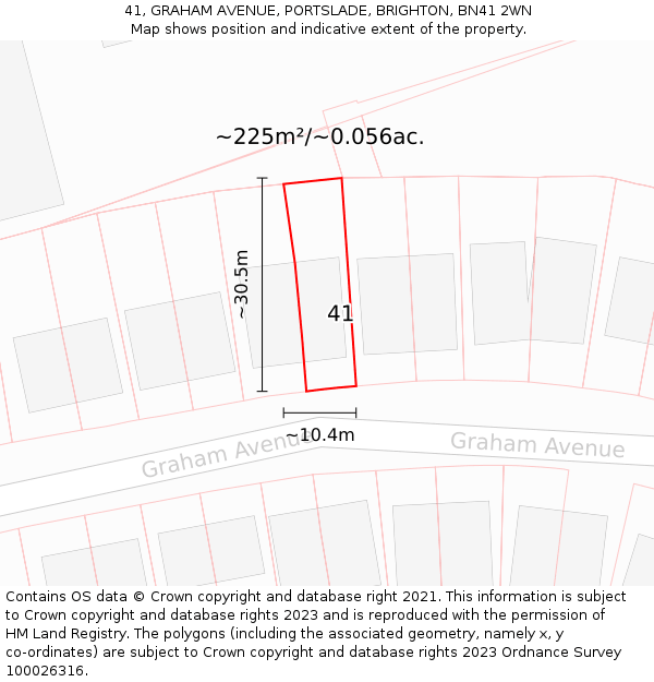 41, GRAHAM AVENUE, PORTSLADE, BRIGHTON, BN41 2WN: Plot and title map