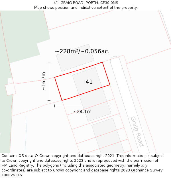 41, GRAIG ROAD, PORTH, CF39 0NS: Plot and title map