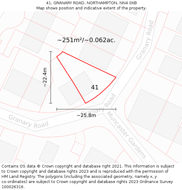 41, GRANARY ROAD, NORTHAMPTON, NN4 0XB: Plot and title map