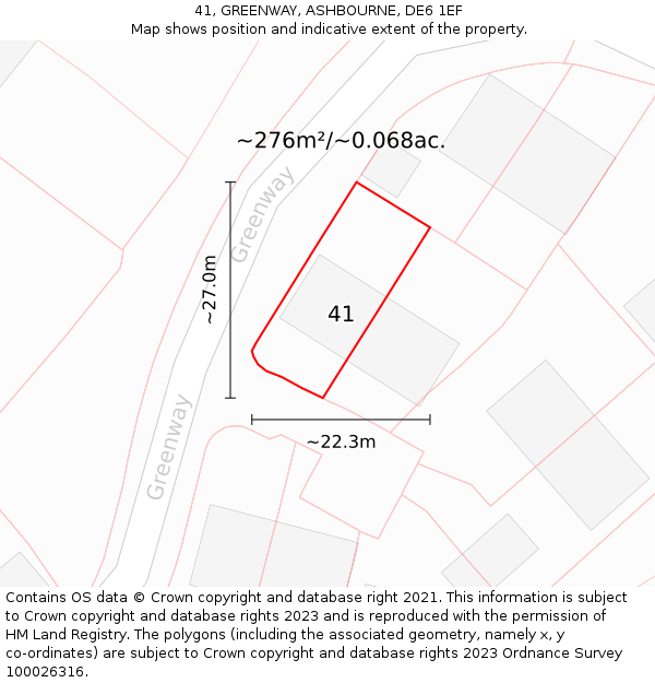 41, GREENWAY, ASHBOURNE, DE6 1EF: Plot and title map