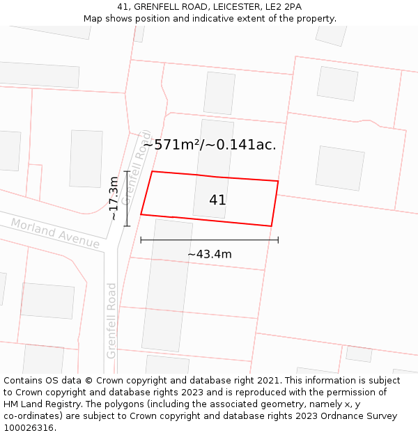 41, GRENFELL ROAD, LEICESTER, LE2 2PA: Plot and title map