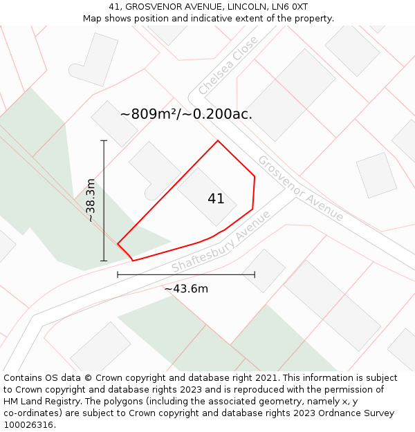 41, GROSVENOR AVENUE, LINCOLN, LN6 0XT: Plot and title map