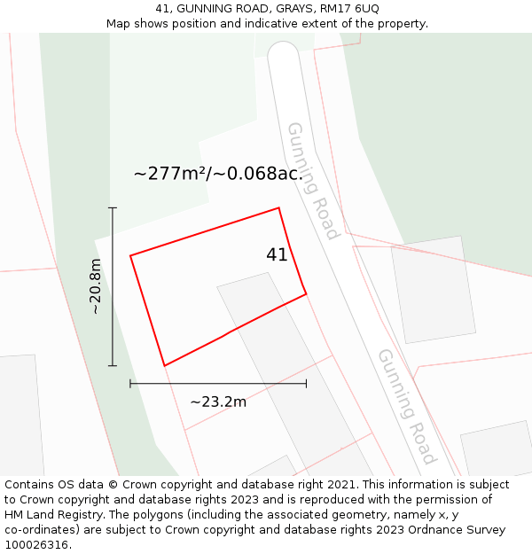 41, GUNNING ROAD, GRAYS, RM17 6UQ: Plot and title map