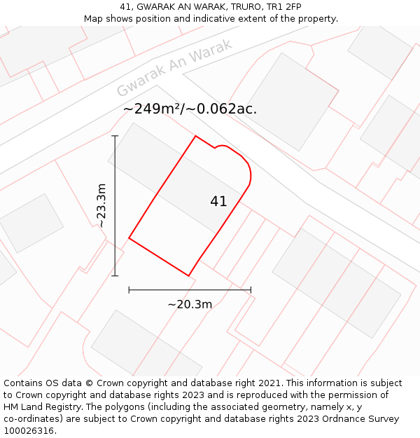 41, GWARAK AN WARAK, TRURO, TR1 2FP: Plot and title map