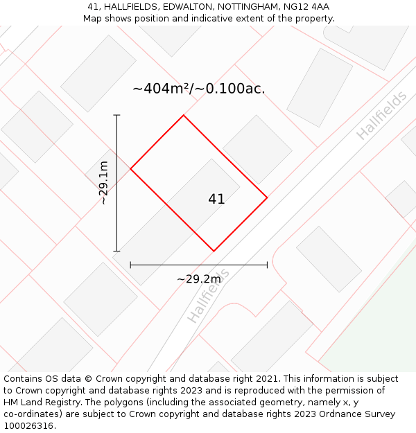 41, HALLFIELDS, EDWALTON, NOTTINGHAM, NG12 4AA: Plot and title map