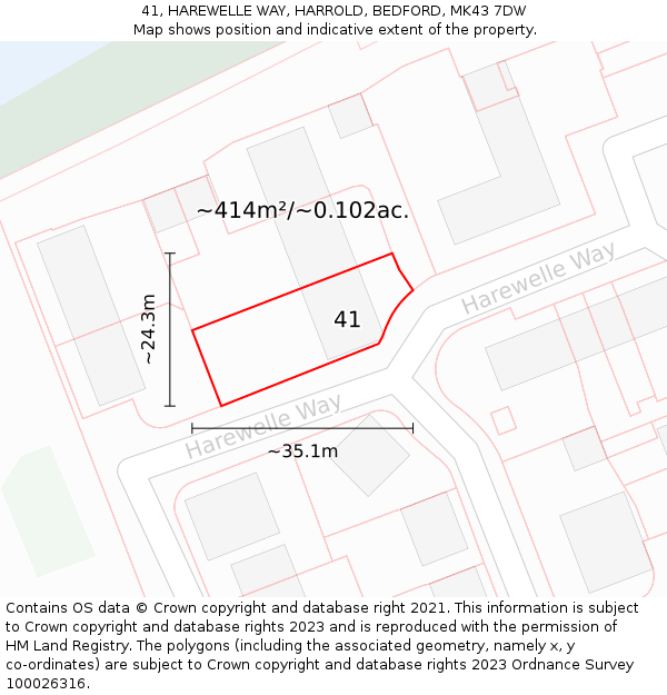 41, HAREWELLE WAY, HARROLD, BEDFORD, MK43 7DW: Plot and title map