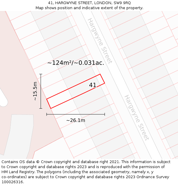 41, HARGWYNE STREET, LONDON, SW9 9RQ: Plot and title map