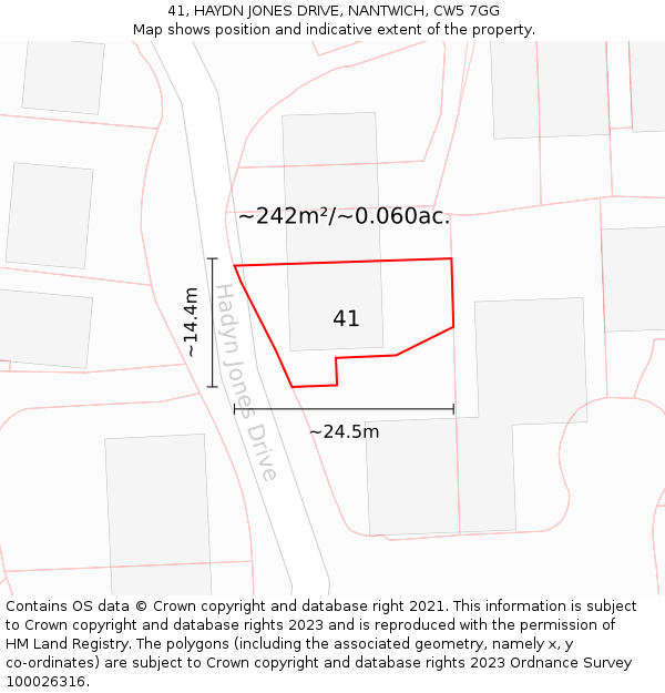 41, HAYDN JONES DRIVE, NANTWICH, CW5 7GG: Plot and title map