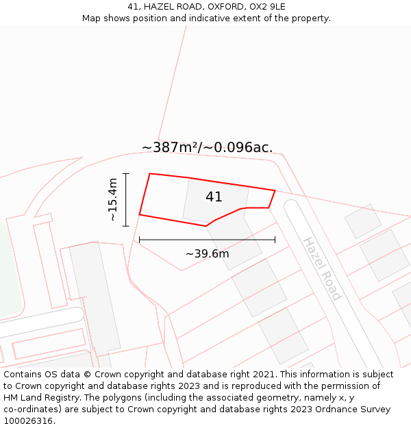 41, HAZEL ROAD, OXFORD, OX2 9LE: Plot and title map