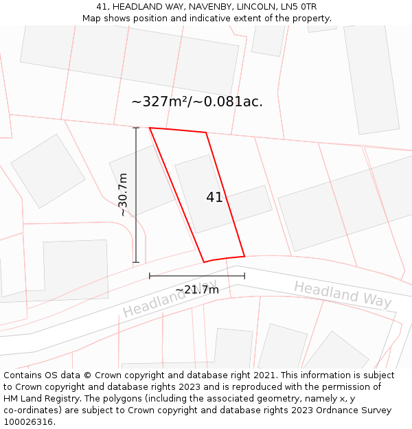 41, HEADLAND WAY, NAVENBY, LINCOLN, LN5 0TR: Plot and title map