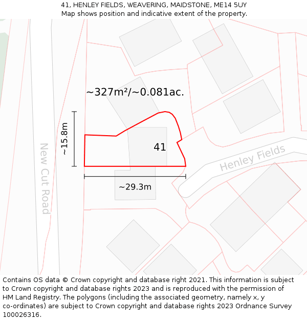 41, HENLEY FIELDS, WEAVERING, MAIDSTONE, ME14 5UY: Plot and title map