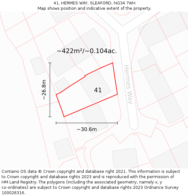 41, HERMES WAY, SLEAFORD, NG34 7WH: Plot and title map