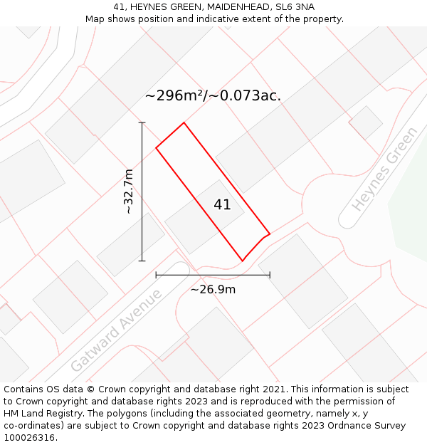 41, HEYNES GREEN, MAIDENHEAD, SL6 3NA: Plot and title map