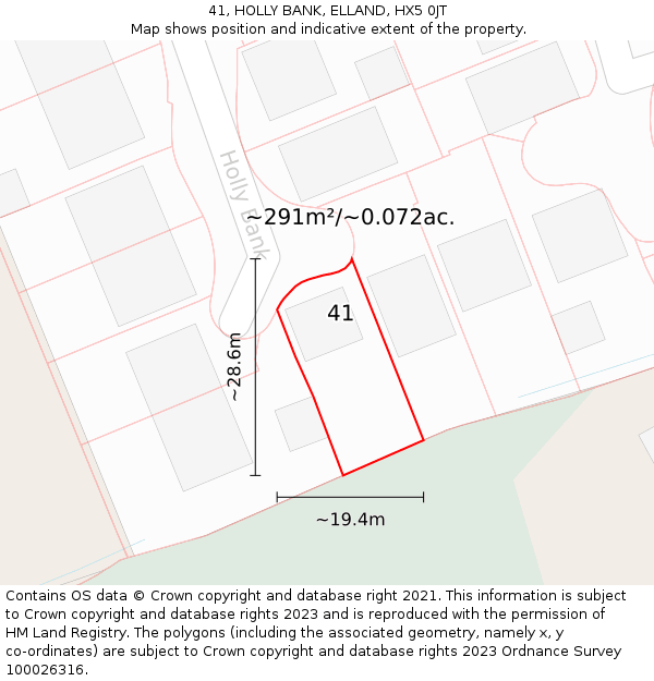 41, HOLLY BANK, ELLAND, HX5 0JT: Plot and title map