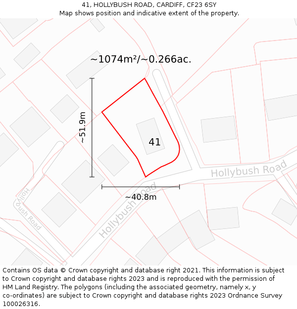 41, HOLLYBUSH ROAD, CARDIFF, CF23 6SY: Plot and title map