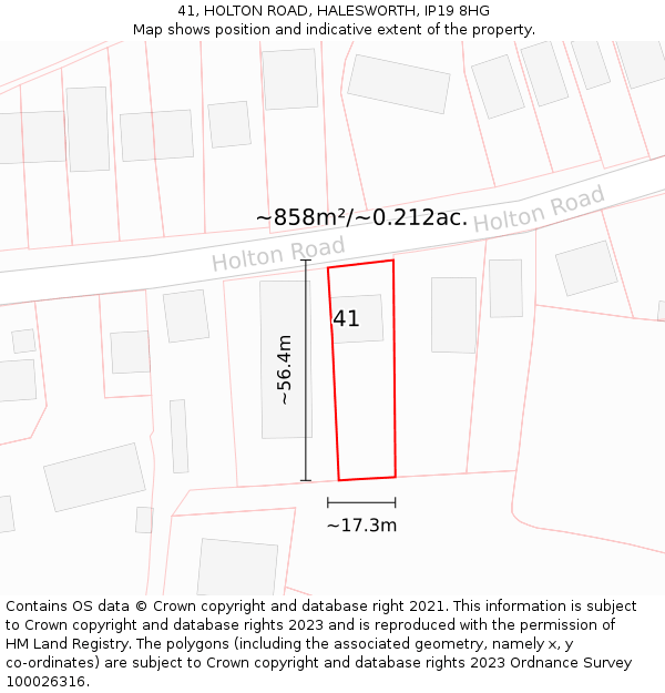 41, HOLTON ROAD, HALESWORTH, IP19 8HG: Plot and title map