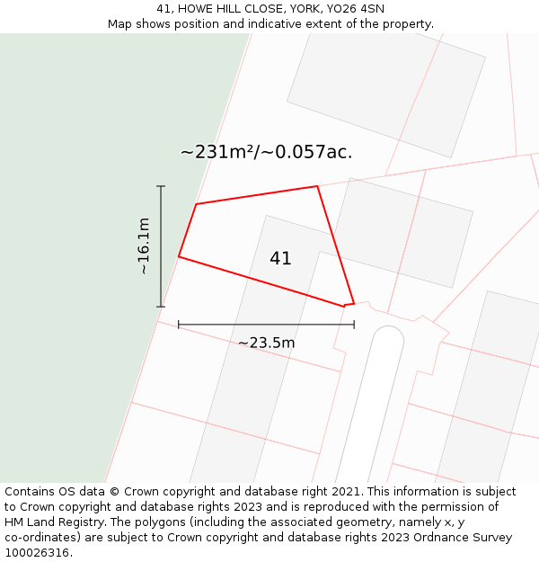 41, HOWE HILL CLOSE, YORK, YO26 4SN: Plot and title map