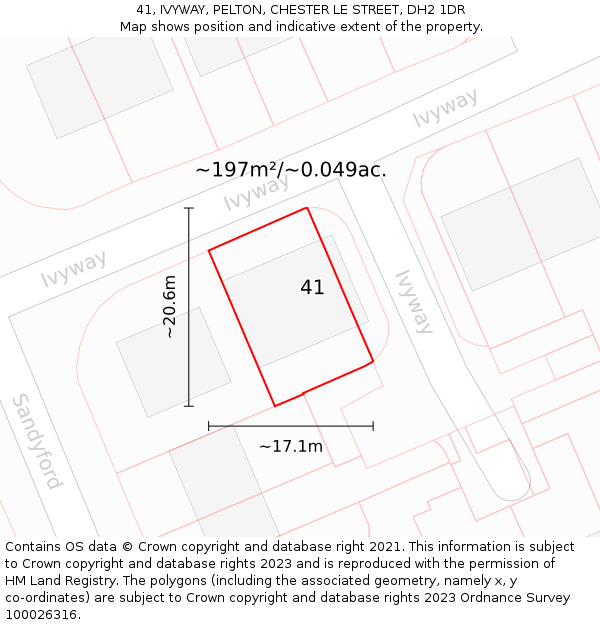 41, IVYWAY, PELTON, CHESTER LE STREET, DH2 1DR: Plot and title map