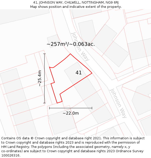 41, JOHNSON WAY, CHILWELL, NOTTINGHAM, NG9 6RJ: Plot and title map