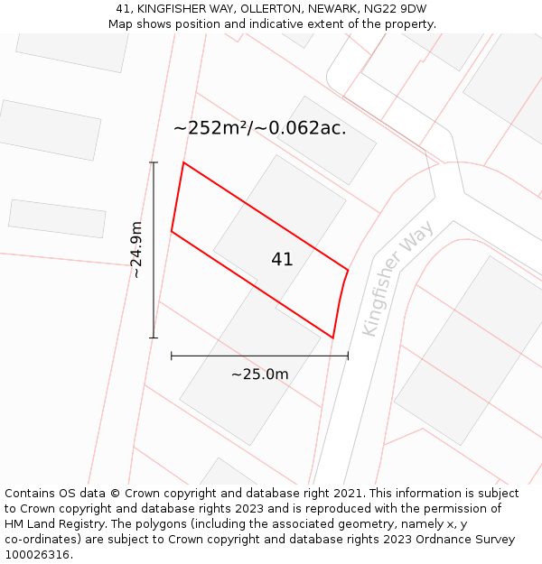 41, KINGFISHER WAY, OLLERTON, NEWARK, NG22 9DW: Plot and title map