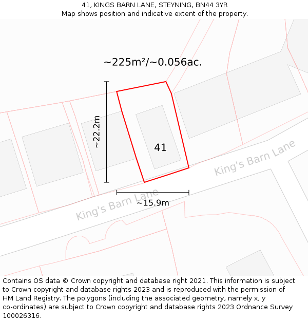 41, KINGS BARN LANE, STEYNING, BN44 3YR: Plot and title map