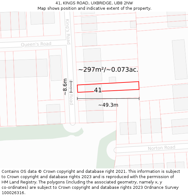 41, KINGS ROAD, UXBRIDGE, UB8 2NW: Plot and title map