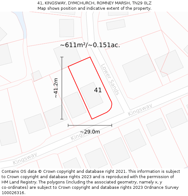 41, KINGSWAY, DYMCHURCH, ROMNEY MARSH, TN29 0LZ: Plot and title map