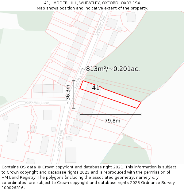 41, LADDER HILL, WHEATLEY, OXFORD, OX33 1SX: Plot and title map