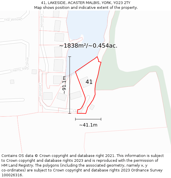 41, LAKESIDE, ACASTER MALBIS, YORK, YO23 2TY: Plot and title map
