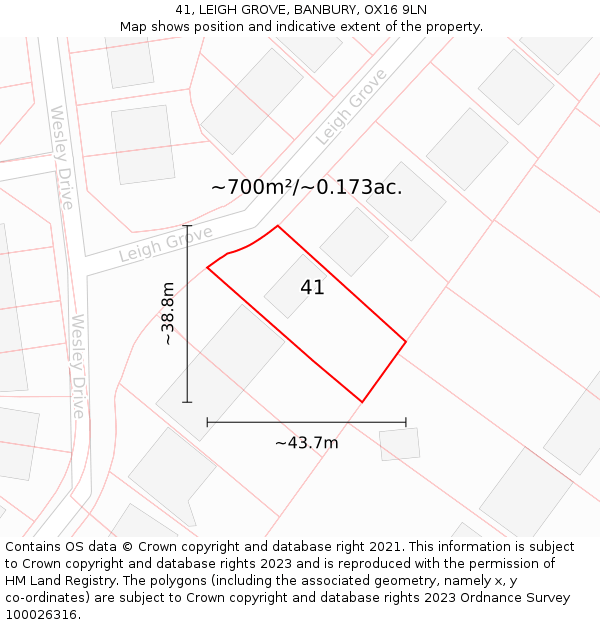 41, LEIGH GROVE, BANBURY, OX16 9LN: Plot and title map