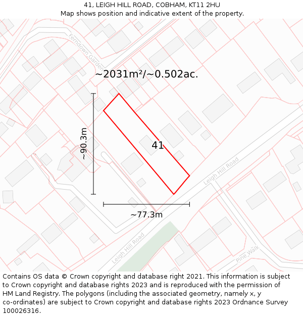 41, LEIGH HILL ROAD, COBHAM, KT11 2HU: Plot and title map