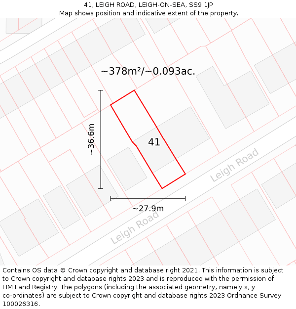 41, LEIGH ROAD, LEIGH-ON-SEA, SS9 1JP: Plot and title map