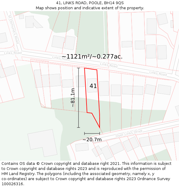 41, LINKS ROAD, POOLE, BH14 9QS: Plot and title map