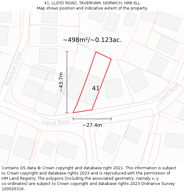 41, LLOYD ROAD, TAVERHAM, NORWICH, NR8 6LL: Plot and title map