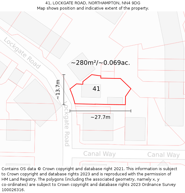 41, LOCKGATE ROAD, NORTHAMPTON, NN4 9DG: Plot and title map