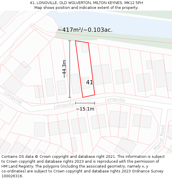 41, LONGVILLE, OLD WOLVERTON, MILTON KEYNES, MK12 5PH: Plot and title map