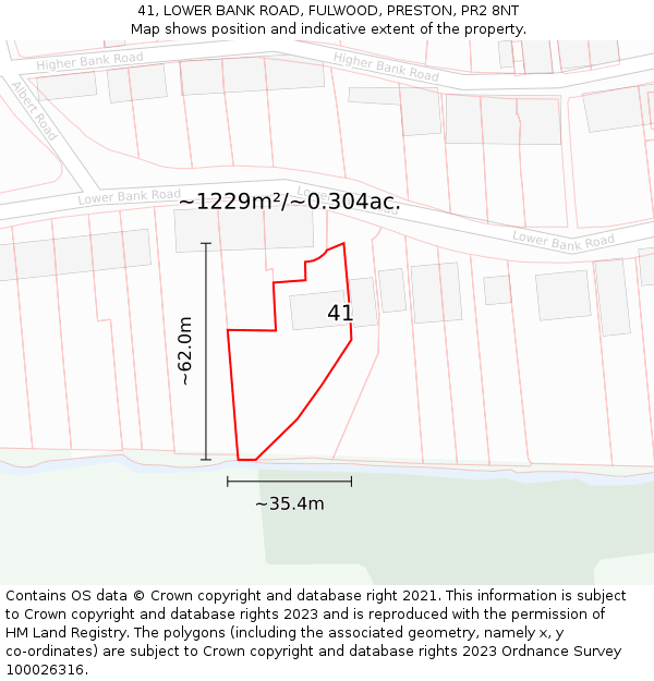 41, LOWER BANK ROAD, FULWOOD, PRESTON, PR2 8NT: Plot and title map