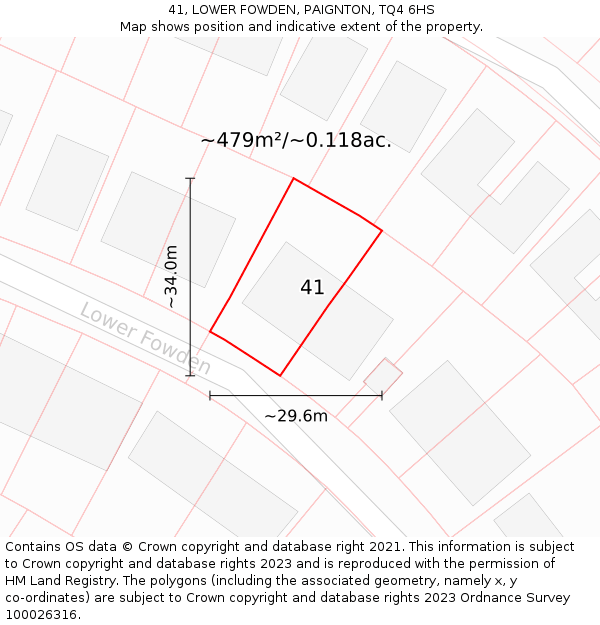 41, LOWER FOWDEN, PAIGNTON, TQ4 6HS: Plot and title map