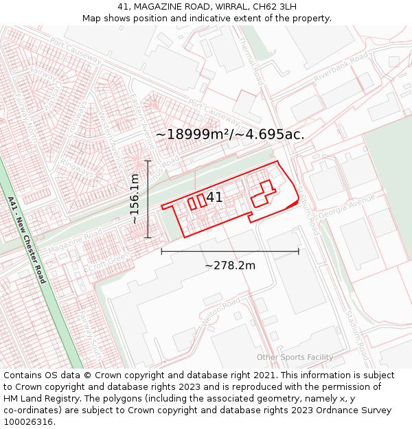 41, MAGAZINE ROAD, WIRRAL, CH62 3LH: Plot and title map